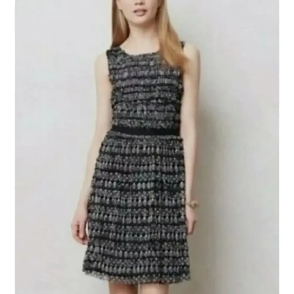 Anthropologie 9Hi5 Poststamp Black & White Ruched Tulle Dress - Size Medium - Picture 1 of 5